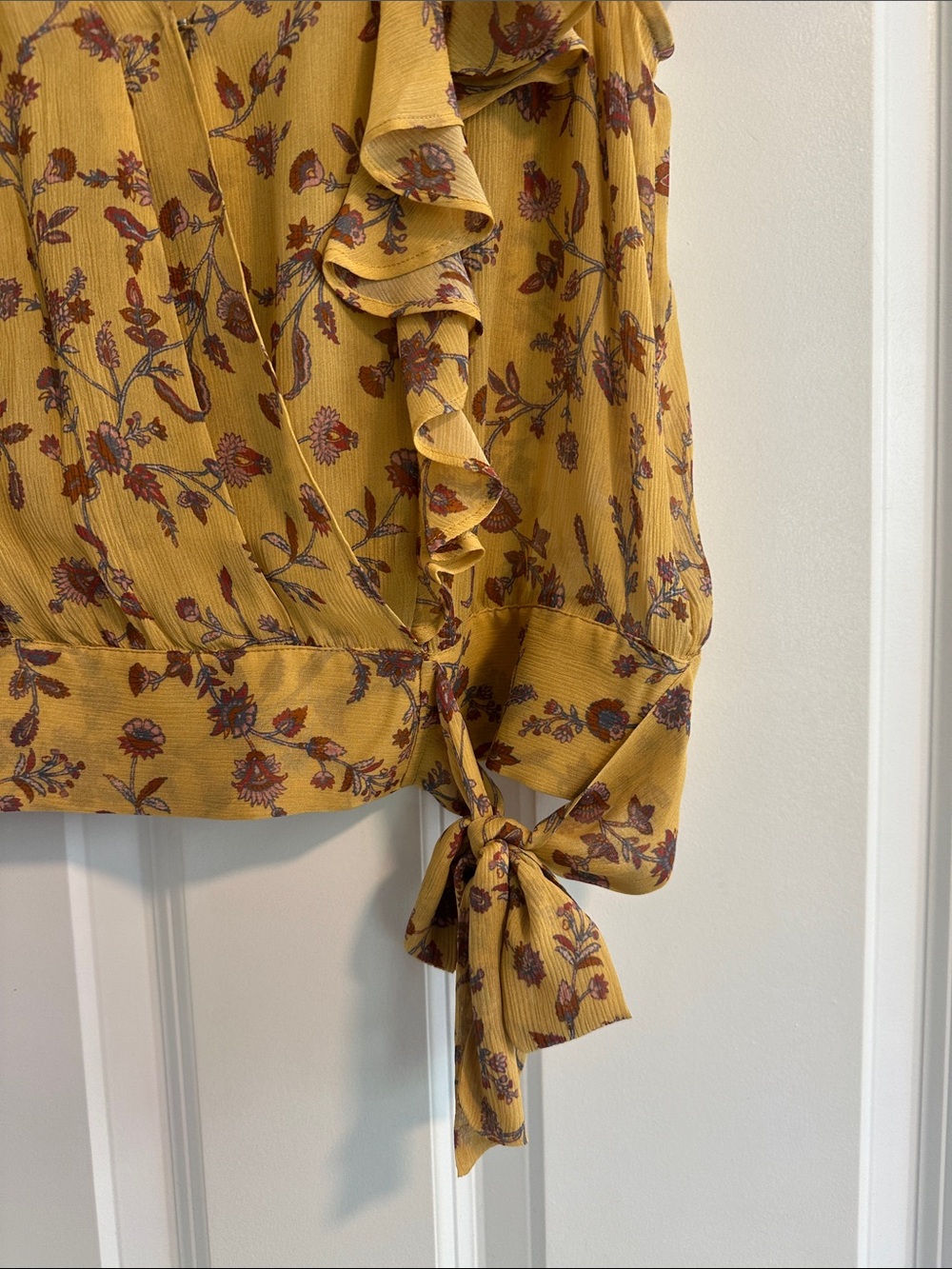 NWOT Paige Trista Silk Blouse in Tumeric Floral size S - Picture 8 of 12